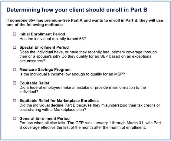 determining how your client enrolls in part b